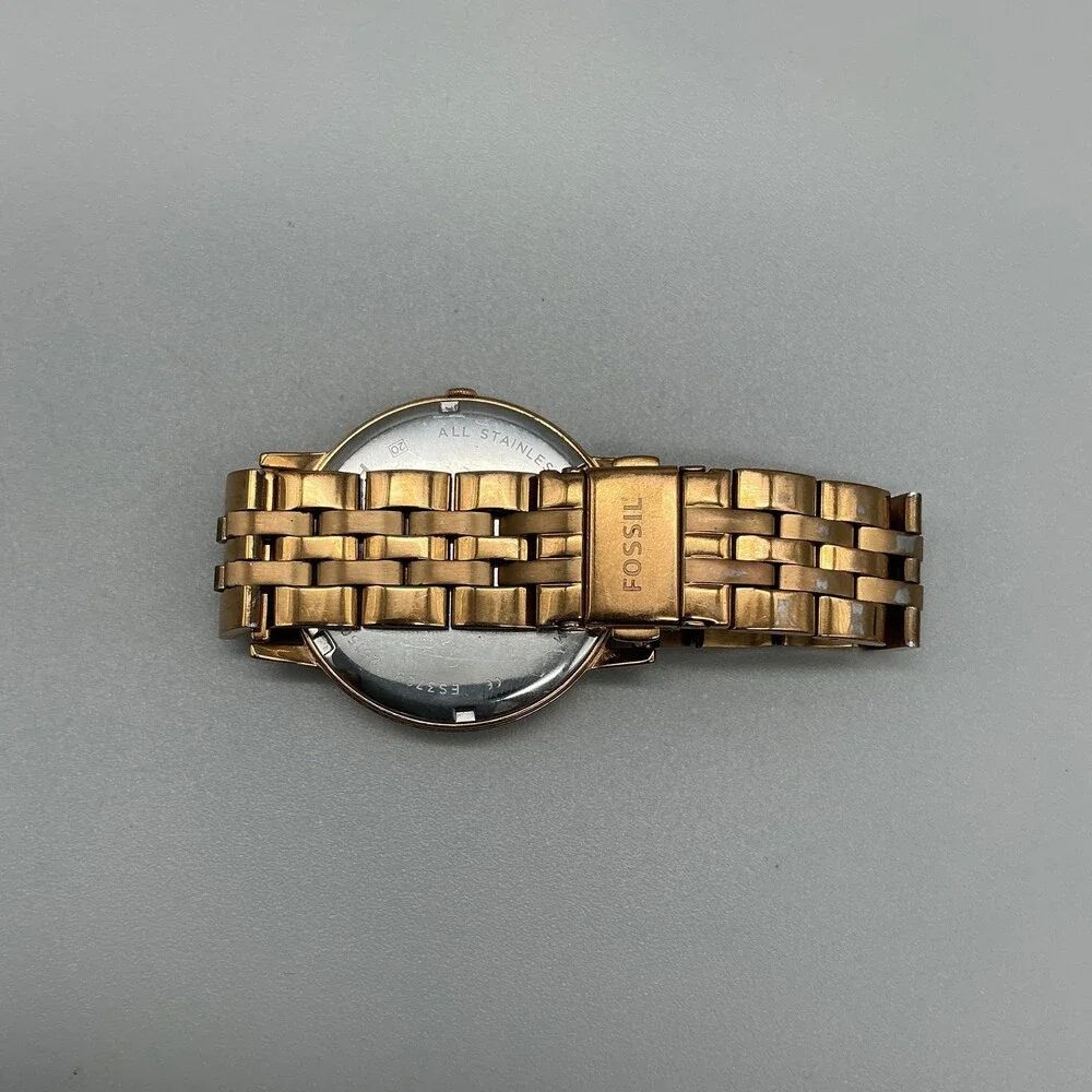 Fossil Muse ES3789 Womens Watch 40mm Rose Gold Tone Bracelet Date New Battery 6